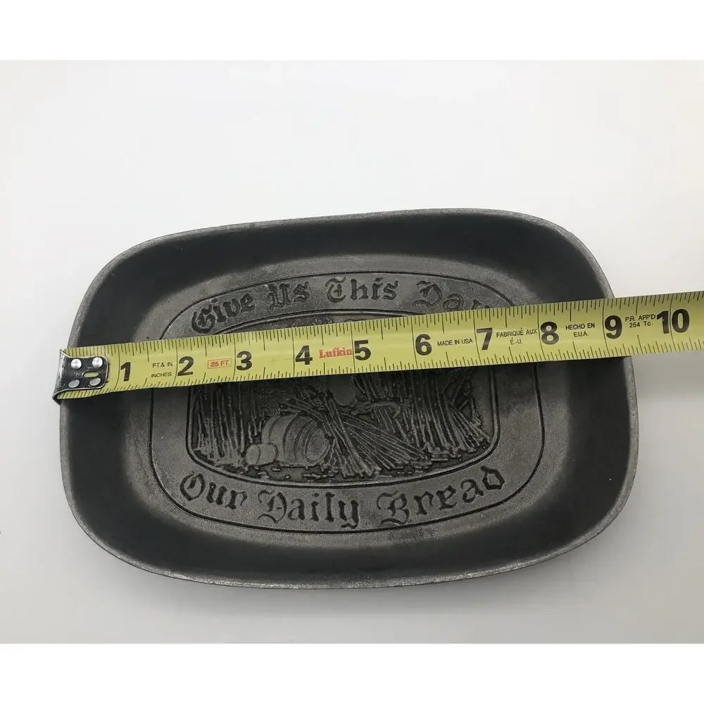 Vintage RWP Wilton Pewter Give Us This Day Our Daily Bread Plate 9 1/4”x6 1/2”